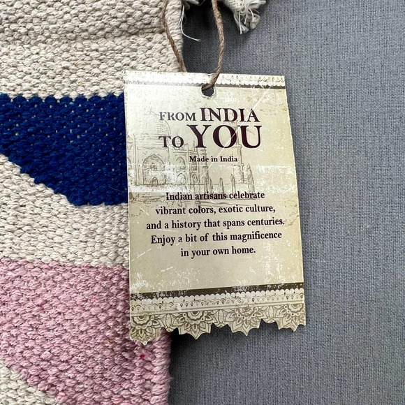 FROM INDIA TO YOU Macrame Tapestry Woven Wall Hanging Large Cream Boho Fringe - Picture 8 of 10